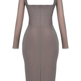 Safran Mocha Corset Midi Dress - Image 4