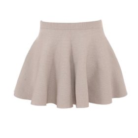 Fern Biscuit Wool Cashmere Ribbed Flounce Mini Skirt - Image 2