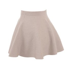Fern Biscuit Wool Cashmere Ribbed Flounce Mini Skirt - Image 3