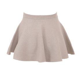 Fern Biscuit Wool Cashmere Ribbed Flounce Mini Skirt - Image 4