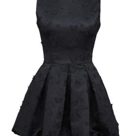 Melika Black Backless Embroidered Mini Puffball Dress - Image 2