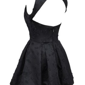 Melika Black Backless Embroidered Mini Puffball Dress - Image 3