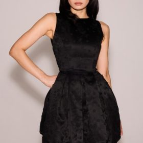 Melika Black Backless Embroidered Mini Puffball Dress - Image 14