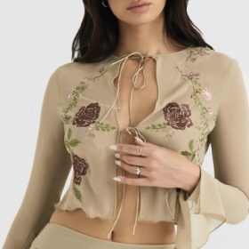 Asra Artichoke Floral Tie Front Top - Image 9