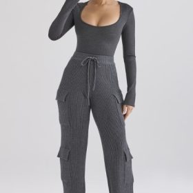 Tea Charcoal Knitted Utility Trousers - Image 6