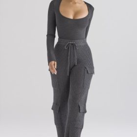 Tea Charcoal Knitted Utility Trousers - Image 9