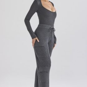 Tea Charcoal Knitted Utility Trousers - Image 10