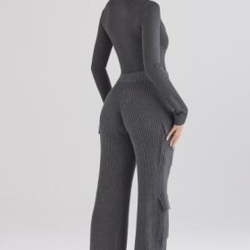 Tea Charcoal Knitted Utility Trousers - Image 11