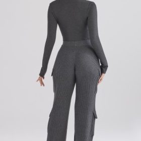 Tea Charcoal Knitted Utility Trousers - Image 12