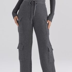 Tea Charcoal Knitted Utility Trousers - Image 13