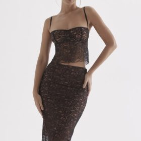 Yolanda Black Lace Midi Skirt - Image 5