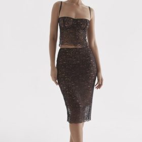 Yolanda Black Lace Midi Skirt - Image 7