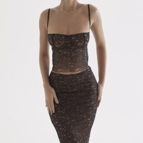Yolanda Black Lace Midi Skirt - Image 9